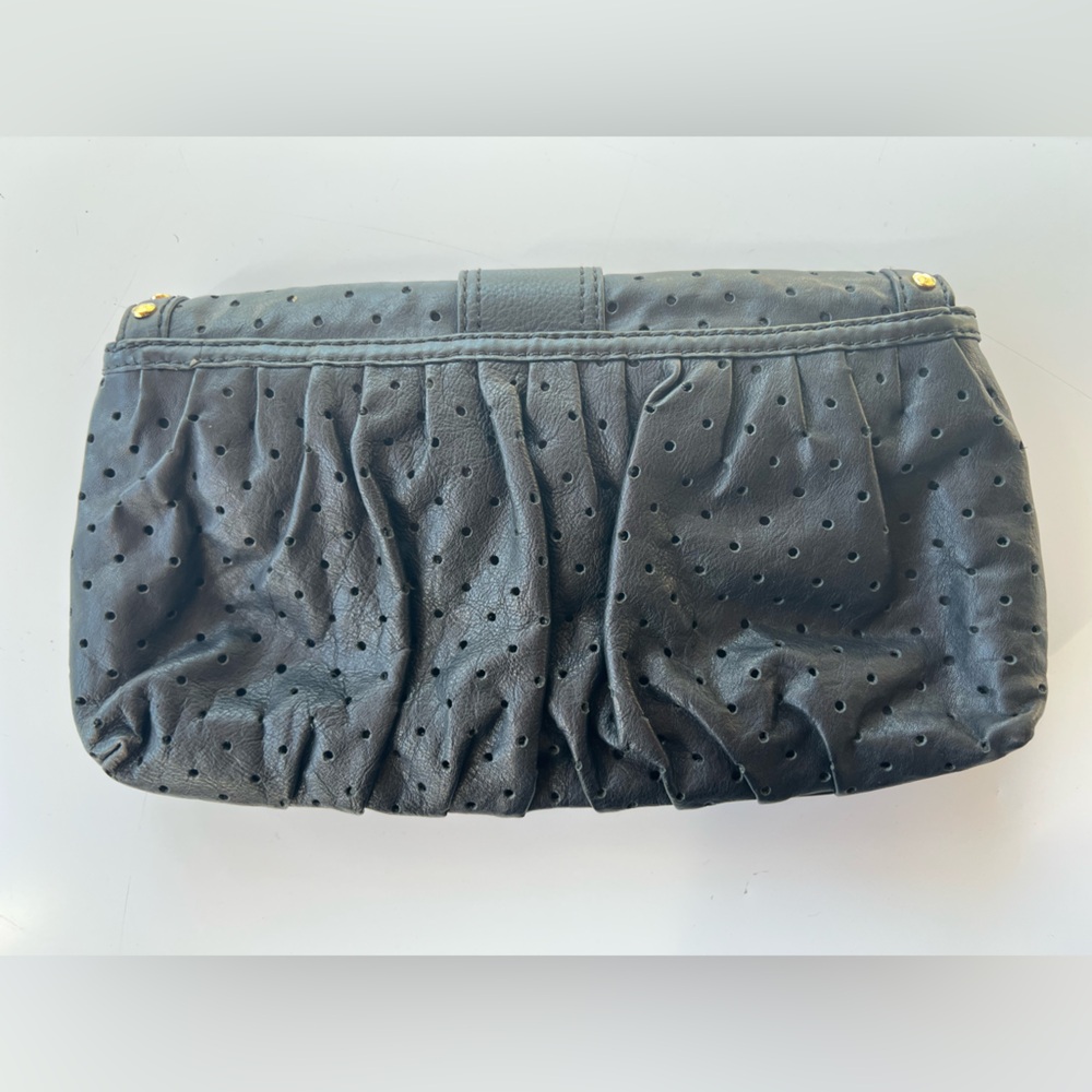 Betsey Johnson Black Leather Clutch with Gold Accents - Picture 3 of 5